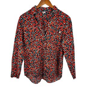 Berry Fruit Print Button Down Top Womens Small Teacher Apples Cottage Indie